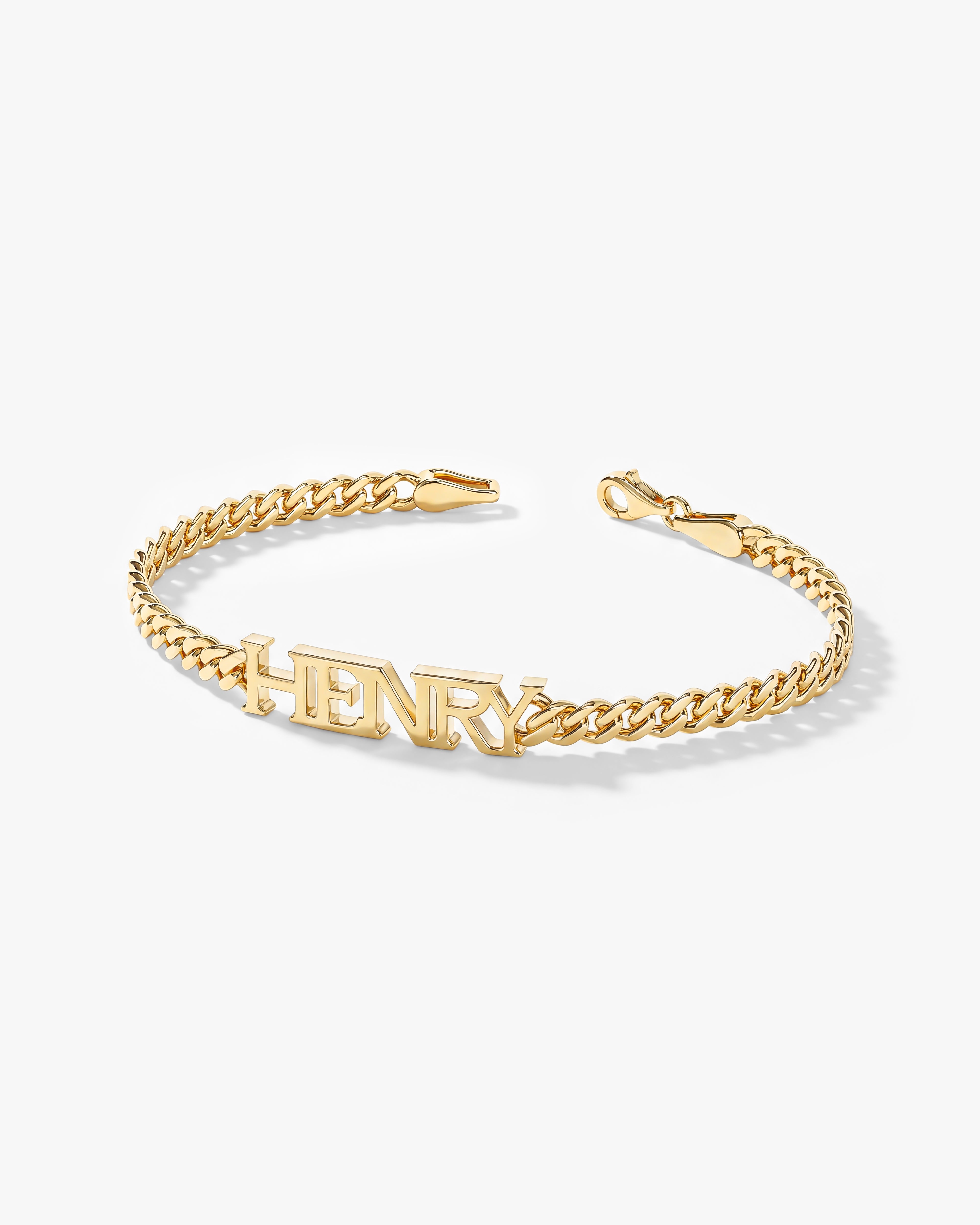 Men's Cuban Chain Name Bracelet - Gold Vermeil