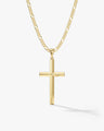 14k Gold 2.5mm Figaro Chain Cross Necklace