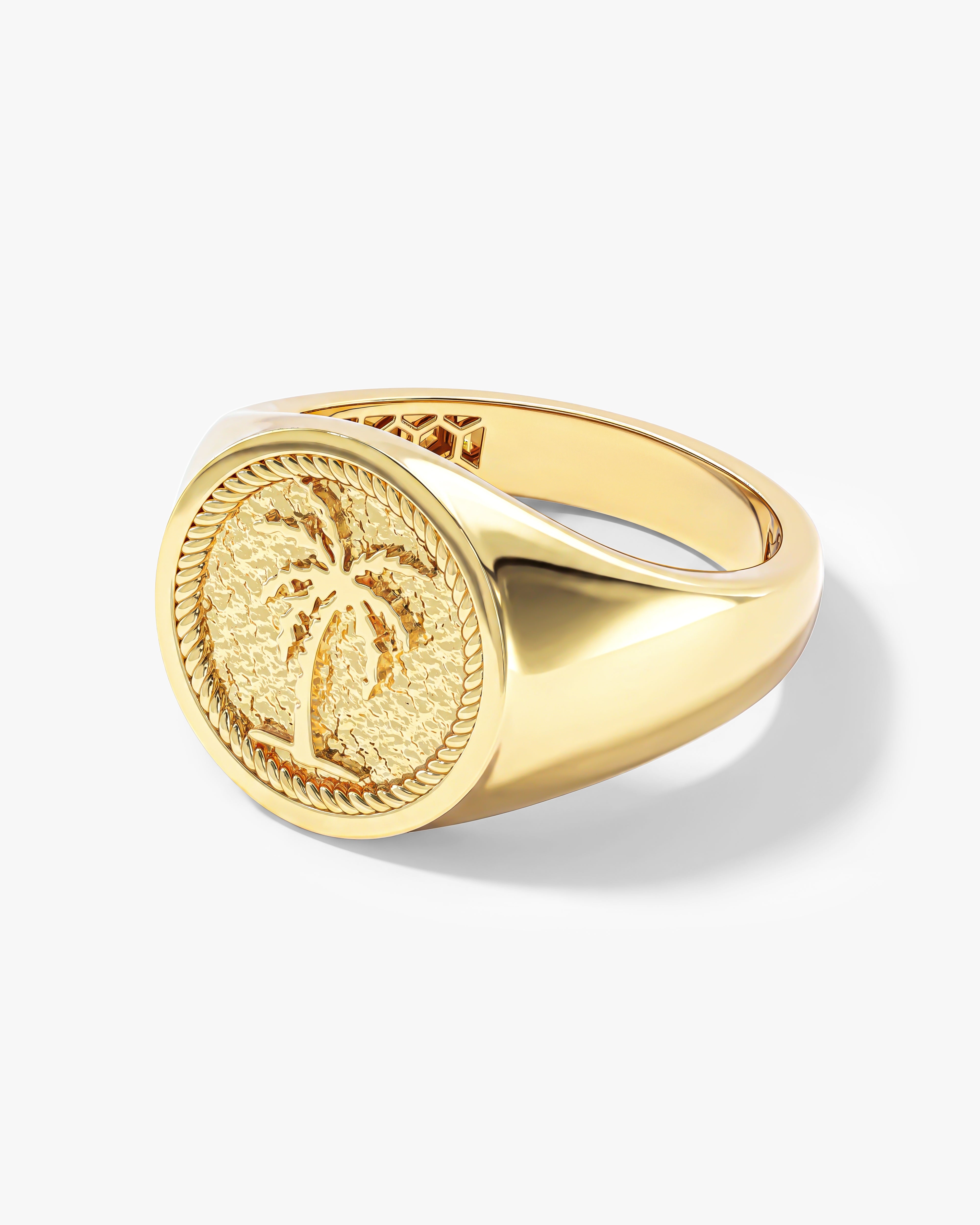 Men's Palm Tree Signet Ring - Gold Vermeil | Eternate