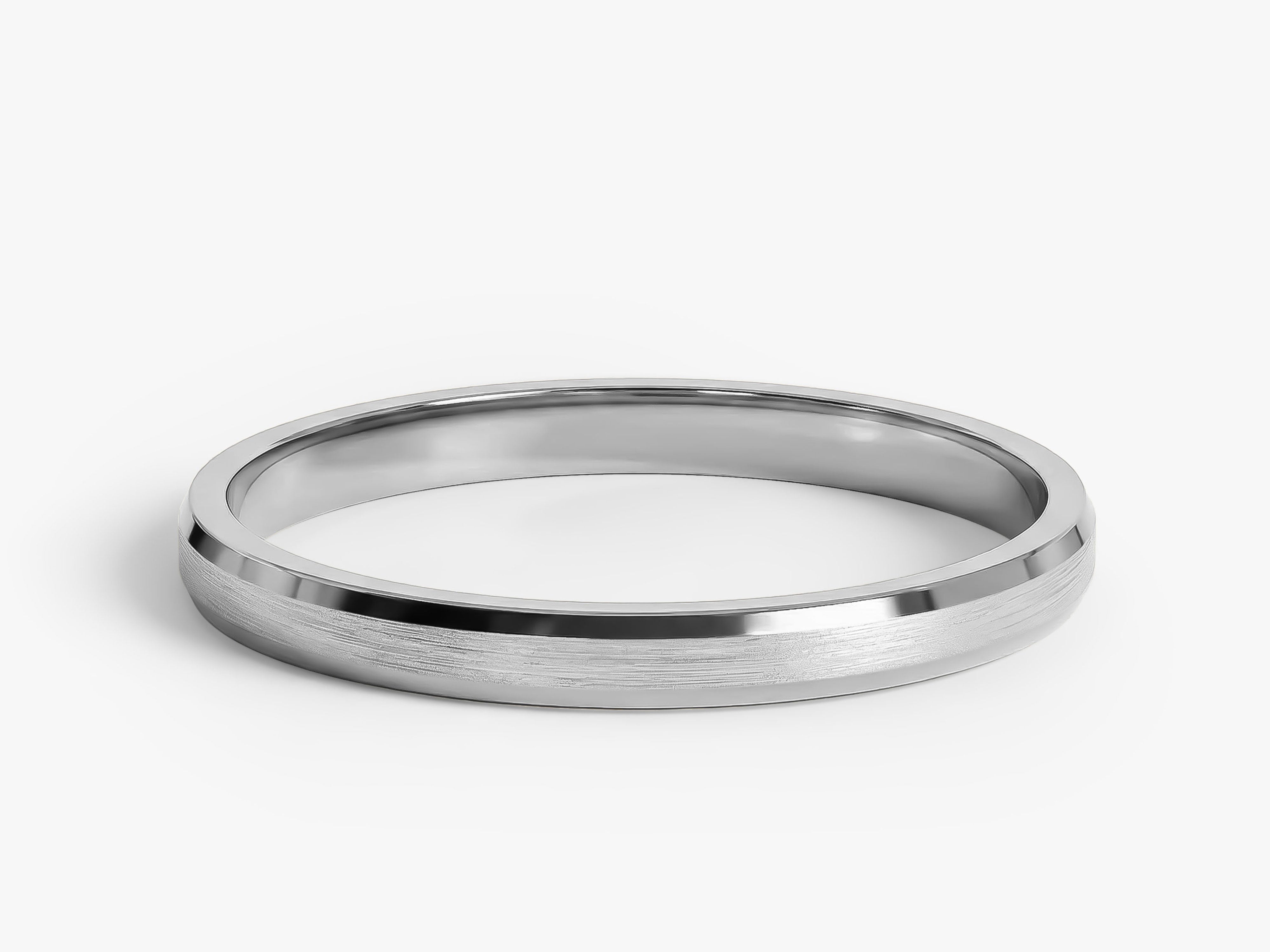 2mm Beveled Edge Wedding Band - Matte Brushed