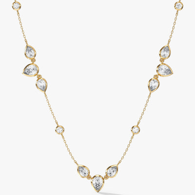 Cascading Pear Diamond Station Necklace