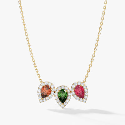 Halo Family Birthstone Necklace