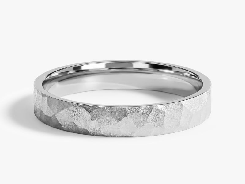 3mm Hammered Flat Wedding Band