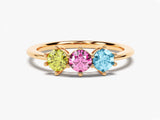 Round Cut Birthstone Family Ring