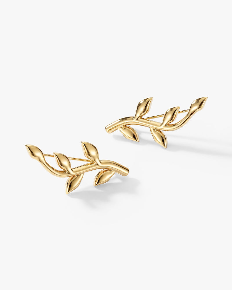 Curved Leaf Climber Earrings