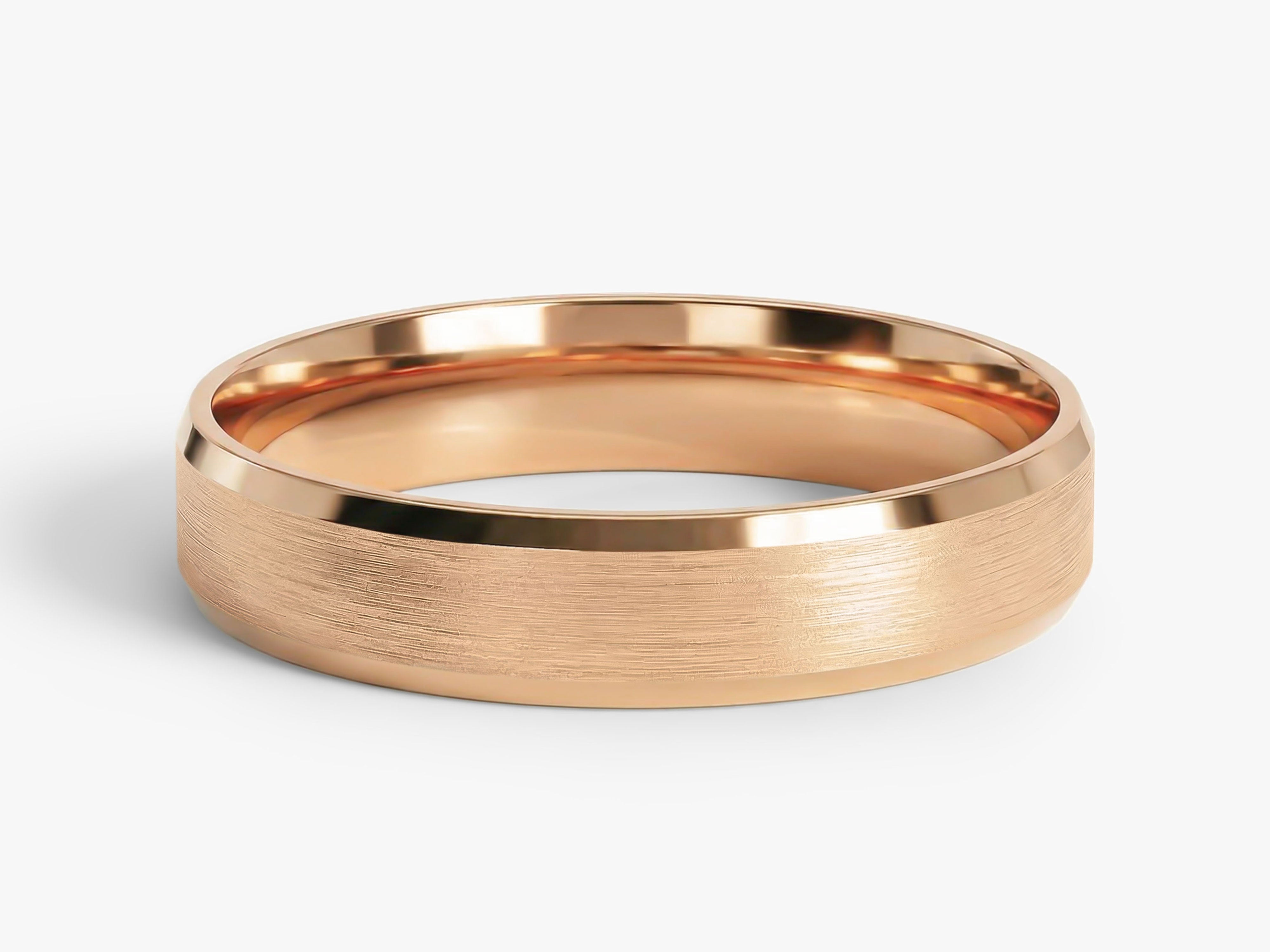 4mm Beveled Edge Wedding Band - Matte Brushed