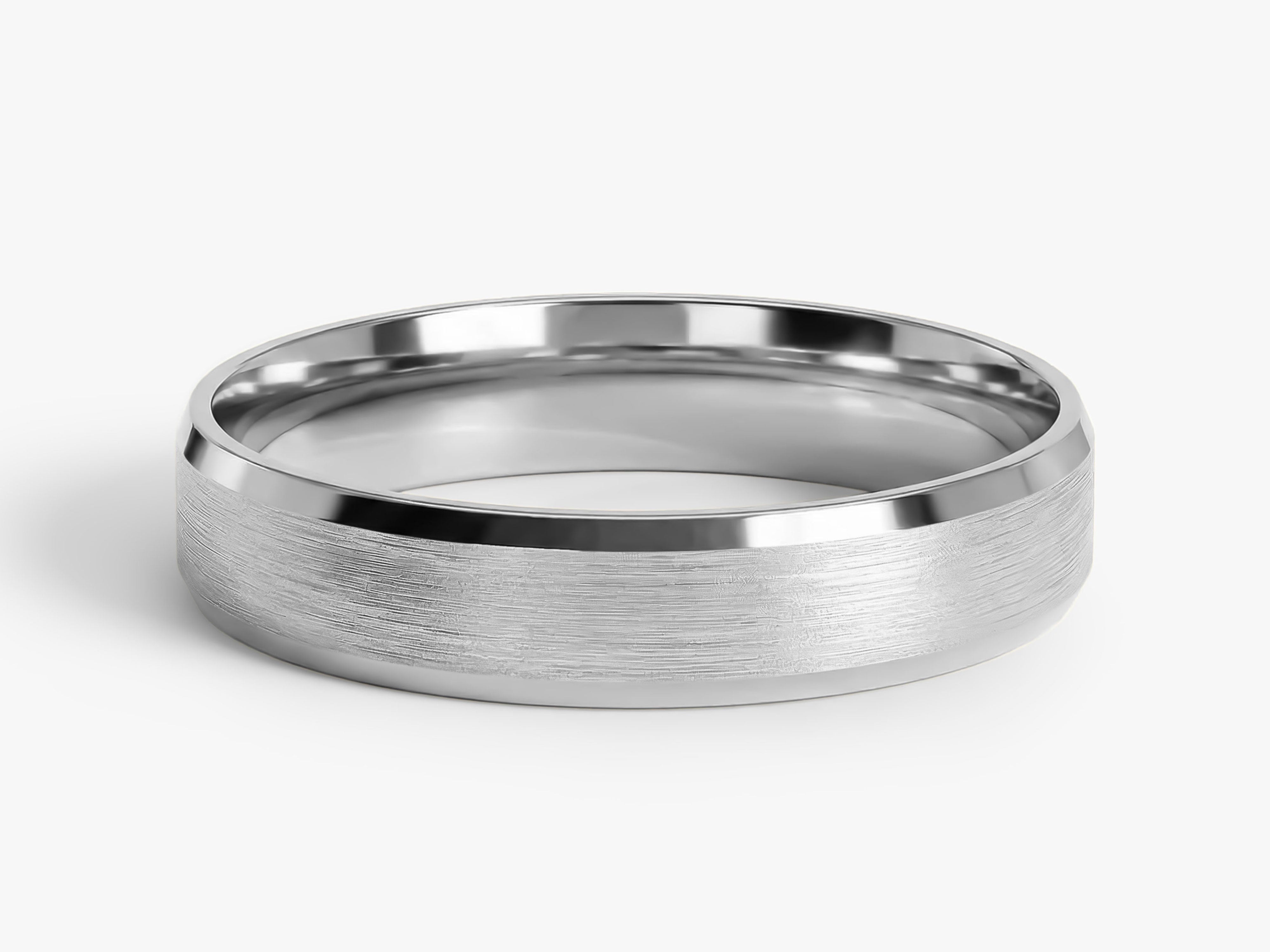 4mm Beveled Edge Wedding Band - Matte Brushed