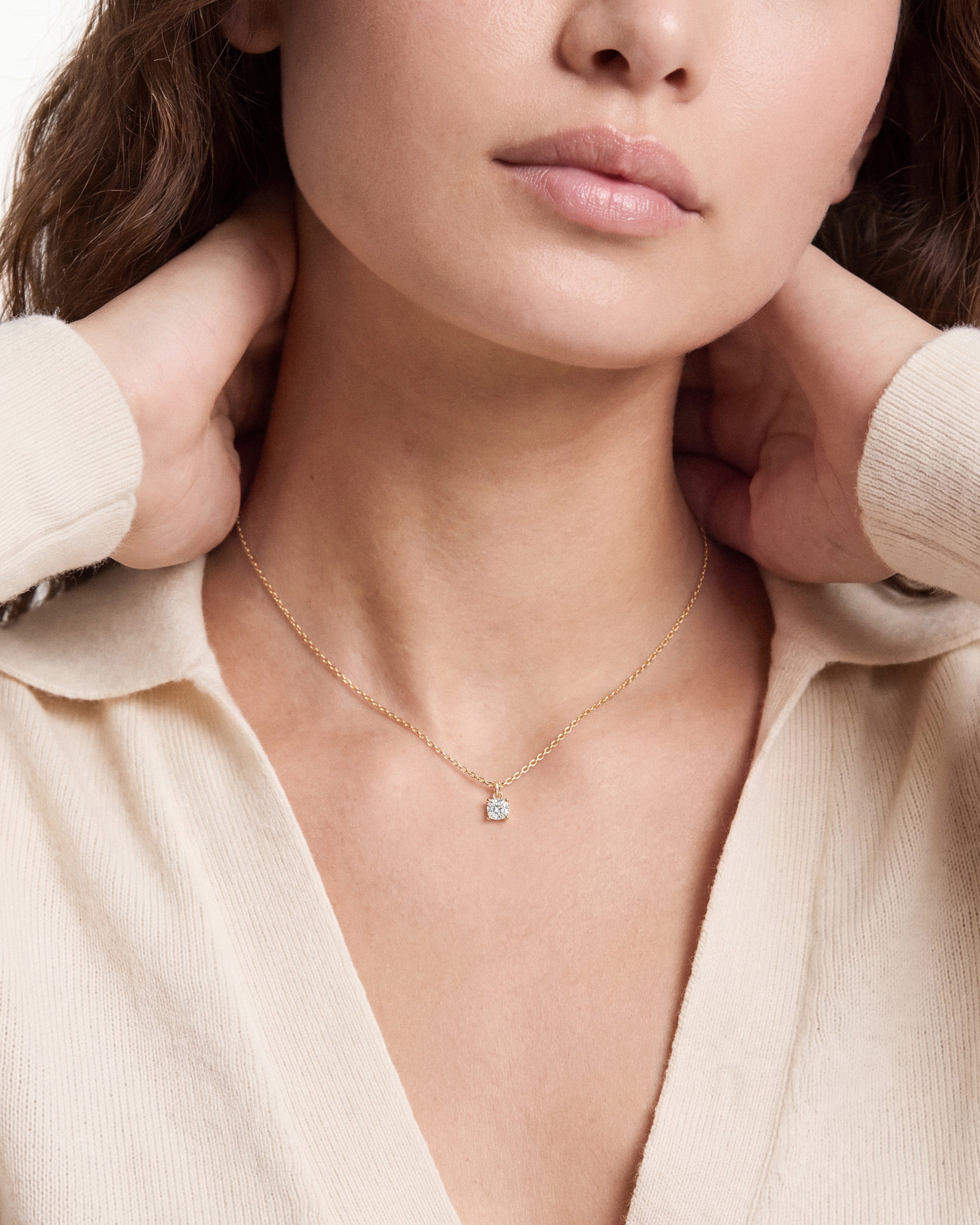 Cushion Cut Solitaire Pendant (0.50 CT)