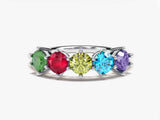 Round Cut Birthstone Family Ring