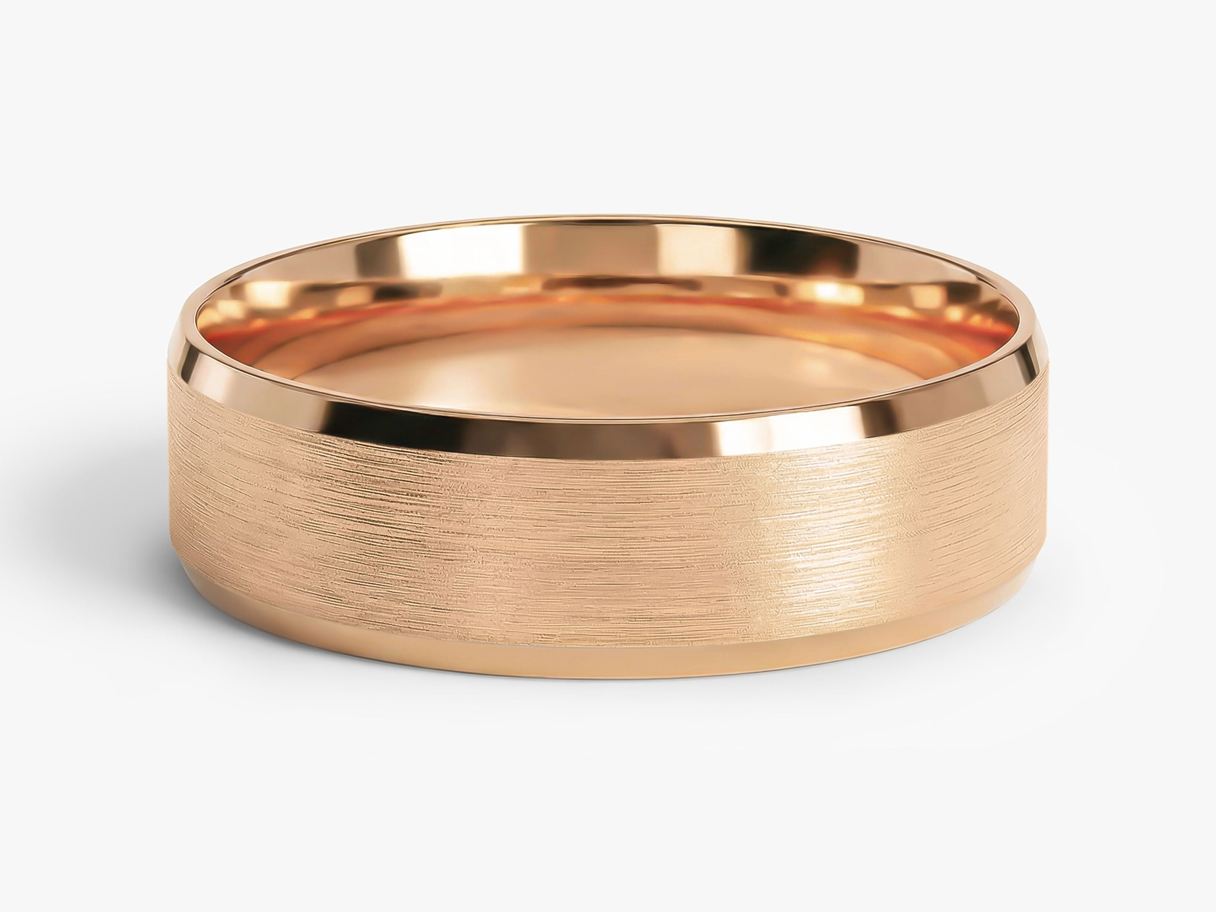 6mm Beveled Edge Wedding Band - Matte Brushed