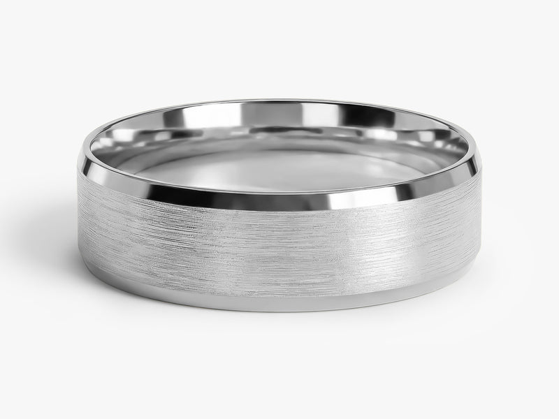 6mm Beveled Edge Wedding Band - Matte Brushed