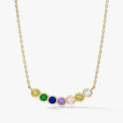Bezel Set Round Birthstone Family Necklace