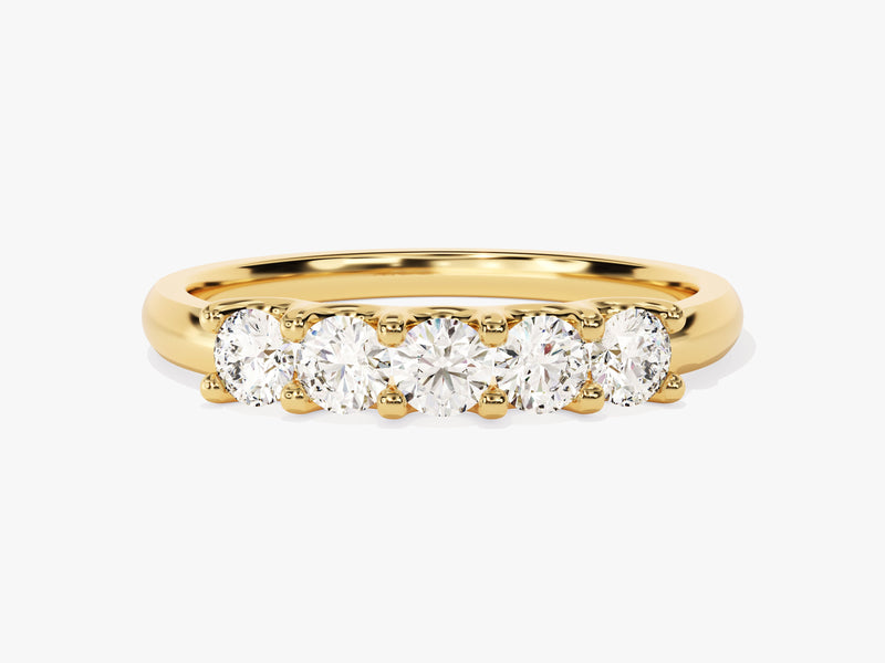 Gold five-stone diamond ring for jewelry