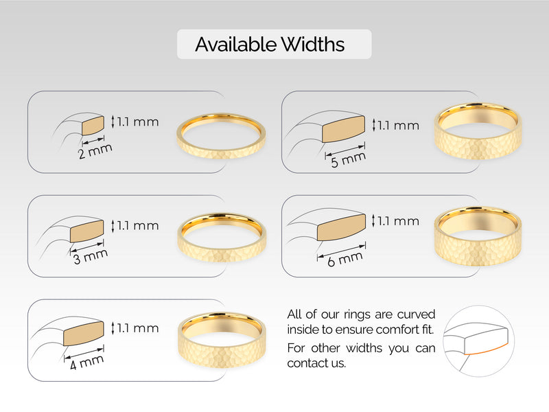 3mm Hammered Flat Wedding Band