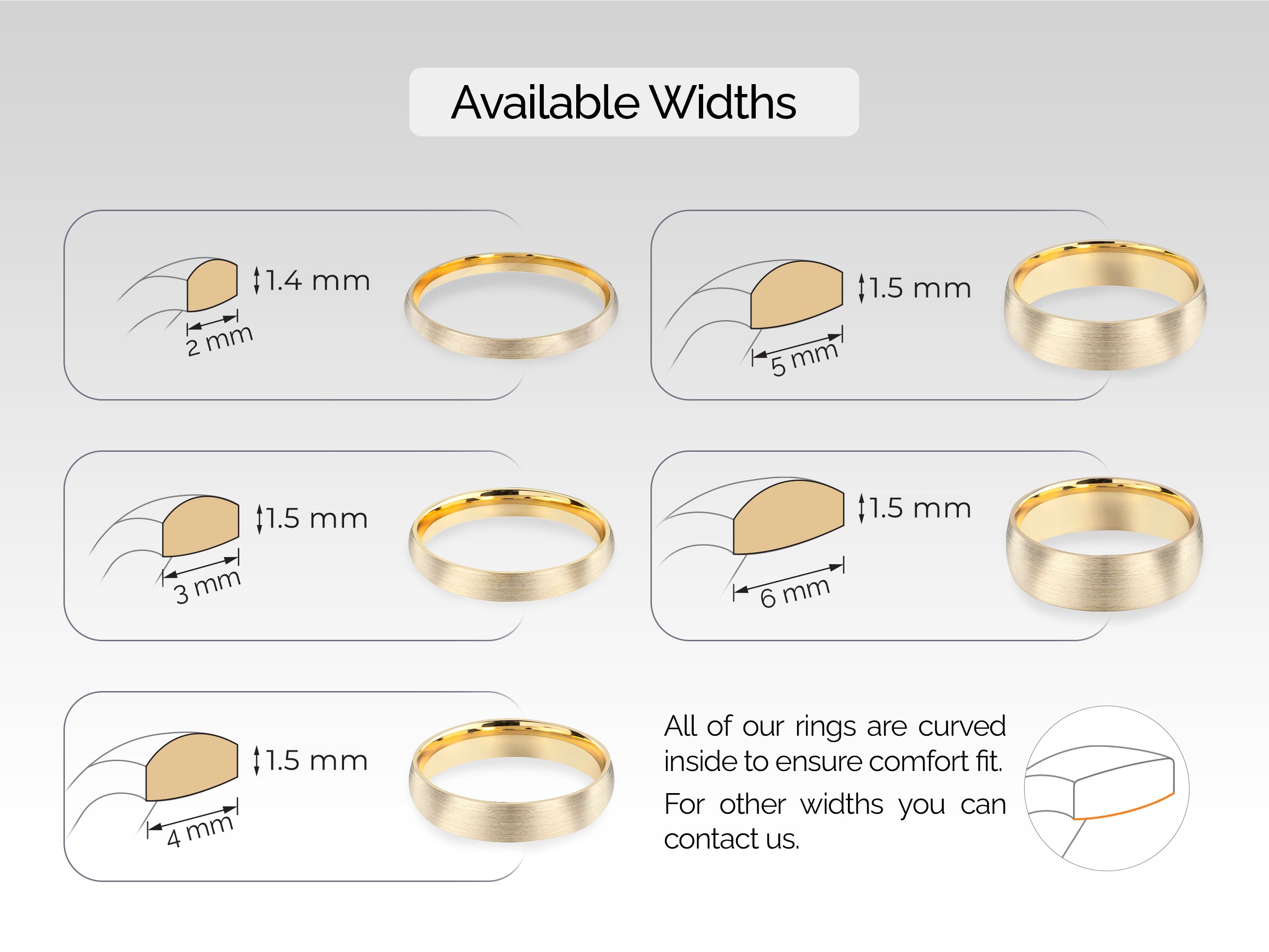 2mm Classic Dome Wedding Band - Matte Brushed