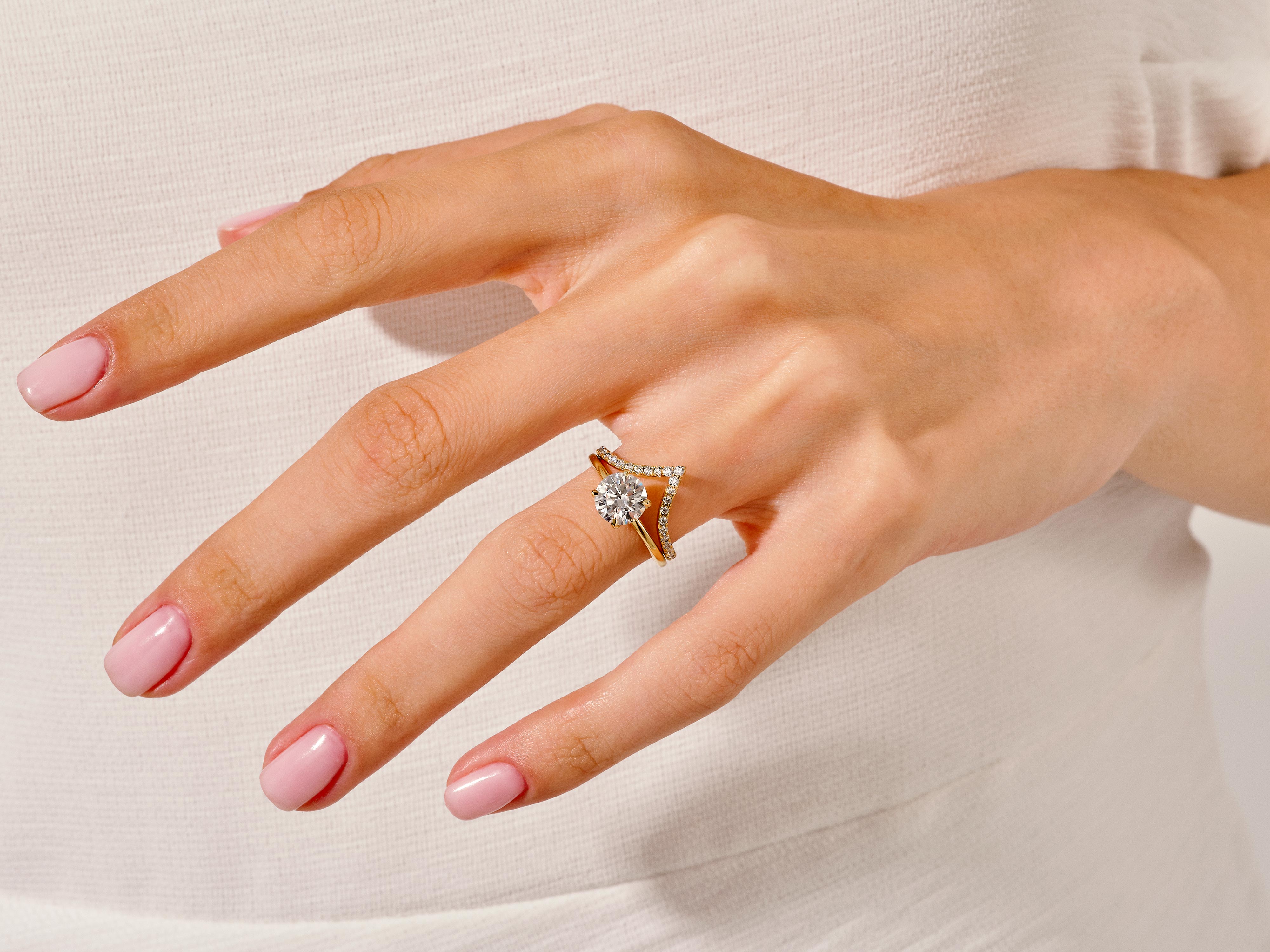 Diamond engagement ring on hand, luxury jewelry for her