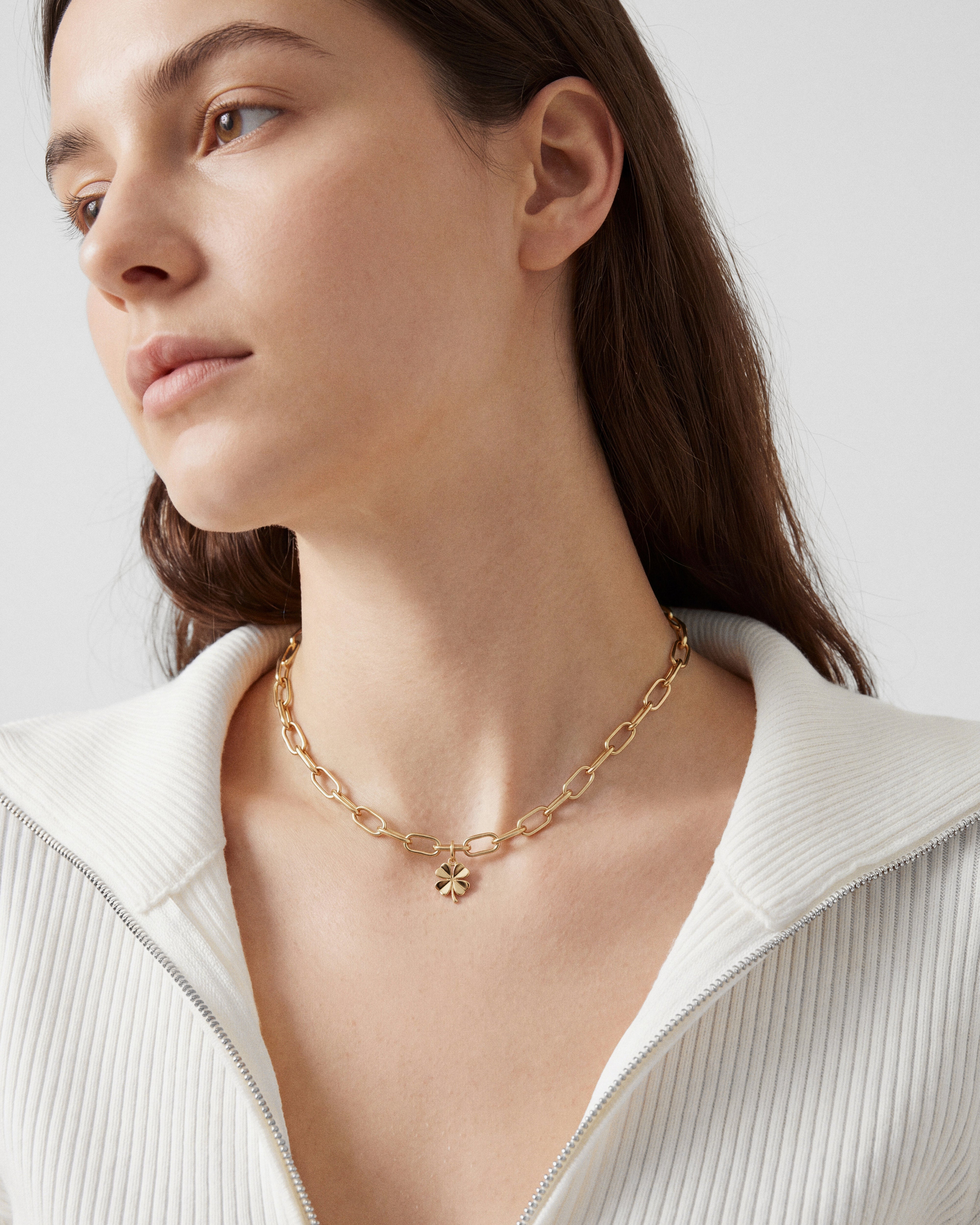 Four-Leaf Clover Charm worn by a model