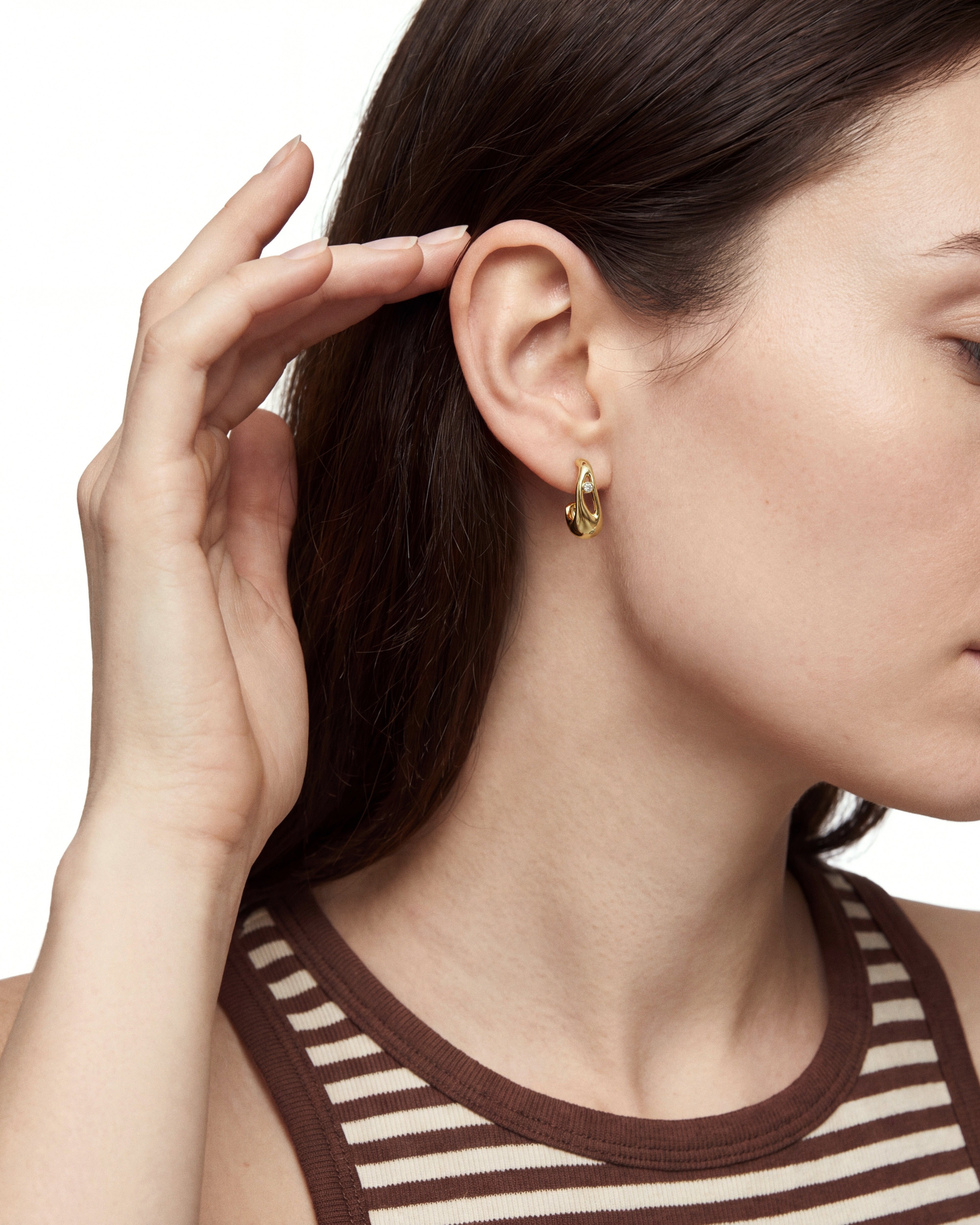 Fluid Diamond Hoop Earrings
