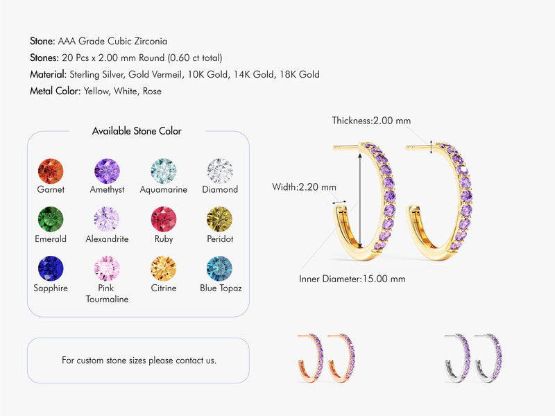 Alexandrite Huggies in 14k Solid Gold