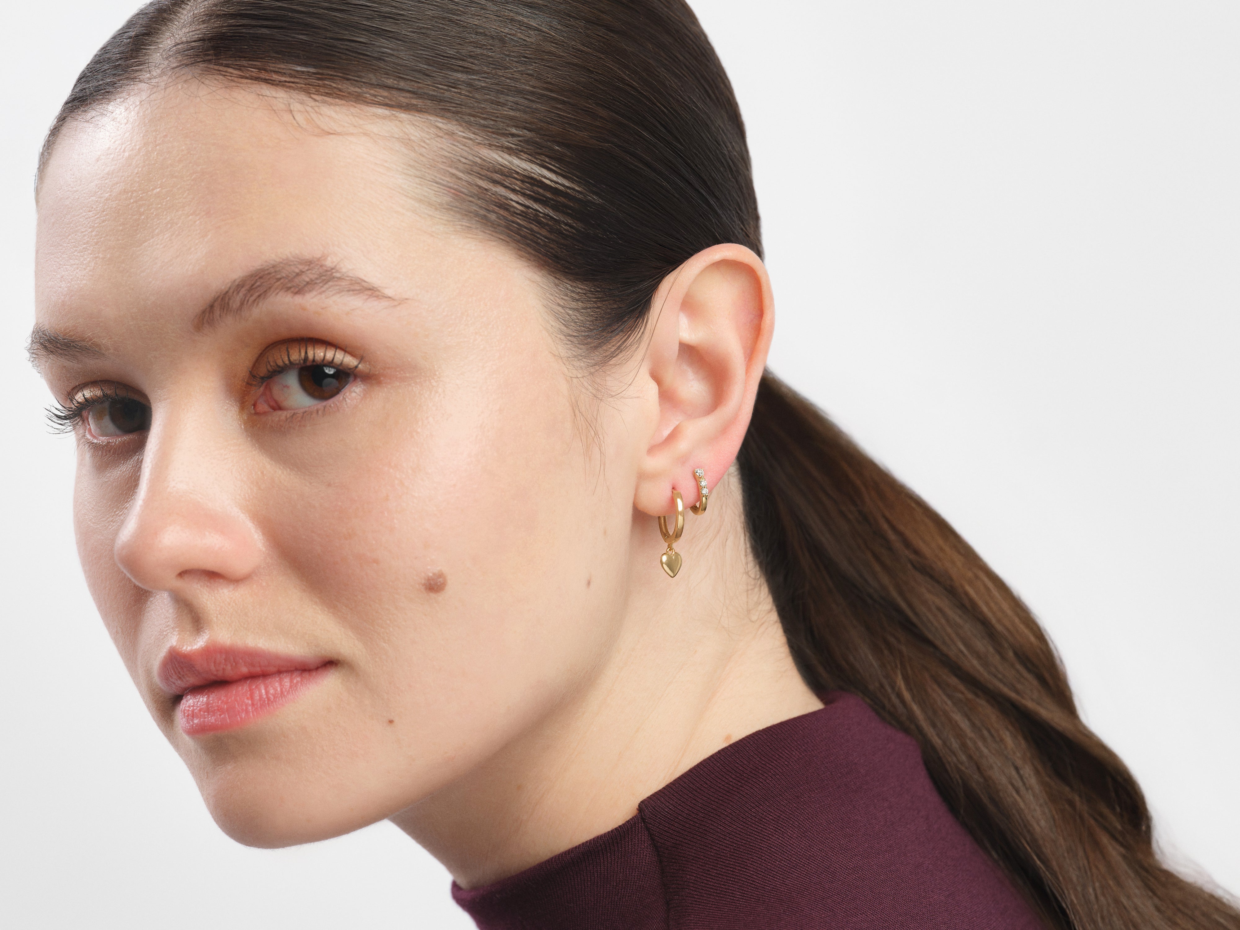 Heart Dangle Huggie Earrings