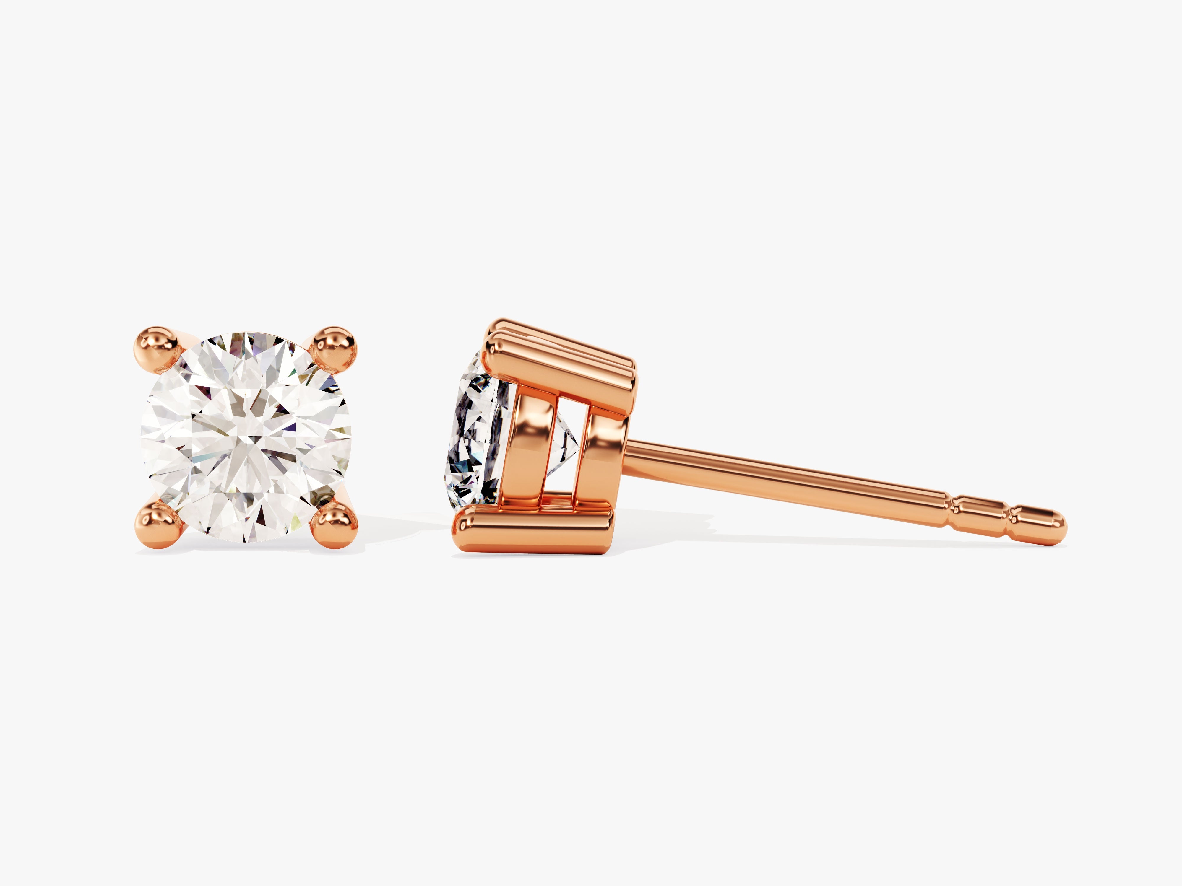 Rose gold diamond stud earrings, fine jewelry for women