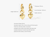 14k Gold Heart Drop Earrings with Diamond