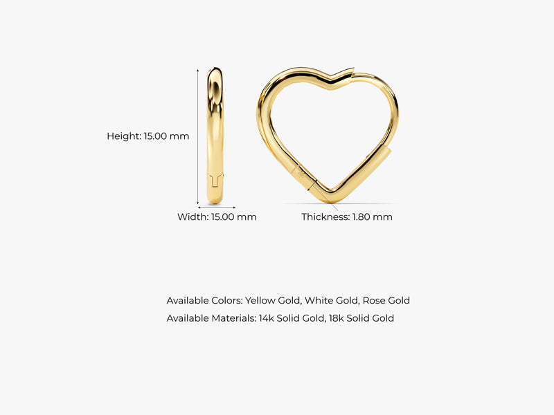 14k Gold Open Heart Hoop Earrings