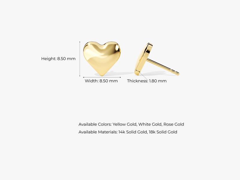 14k Gold Heart Studs