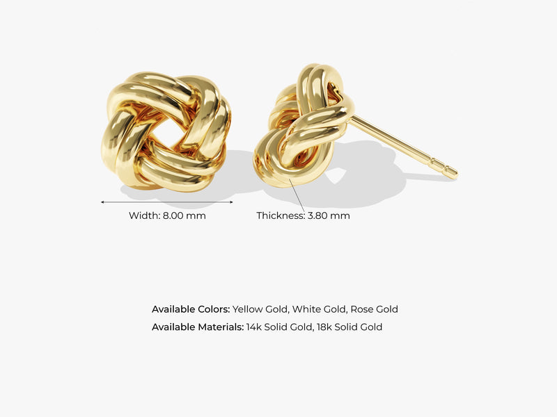 14k Solid Gold Knot Stud Earrings