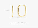 14k Solid Gold Elongated Oval Hoop Earrings