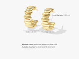 14k Solid Gold Block Hoop Earrings