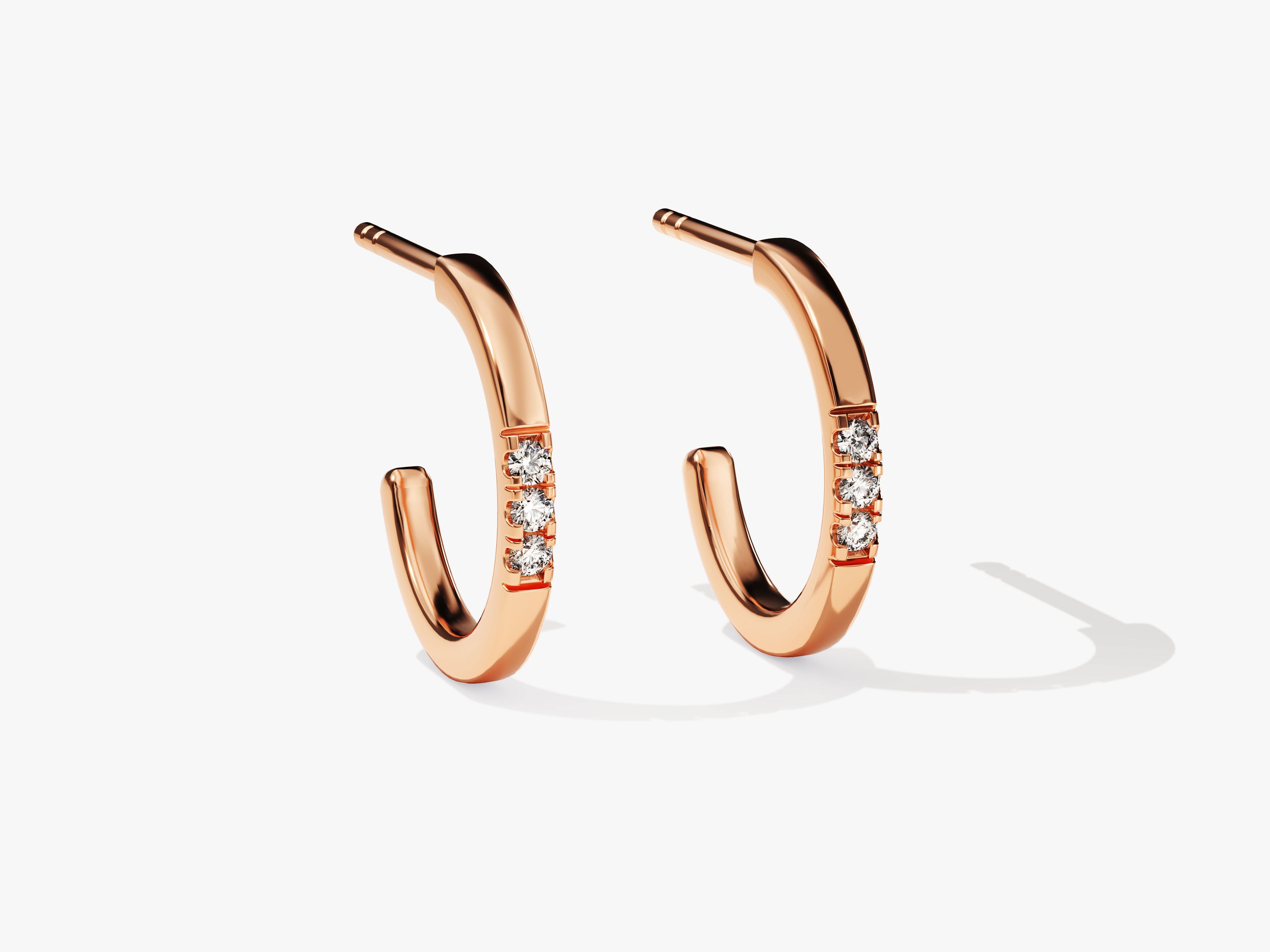 Rose gold diamond hoop earrings for women's jewelry collection