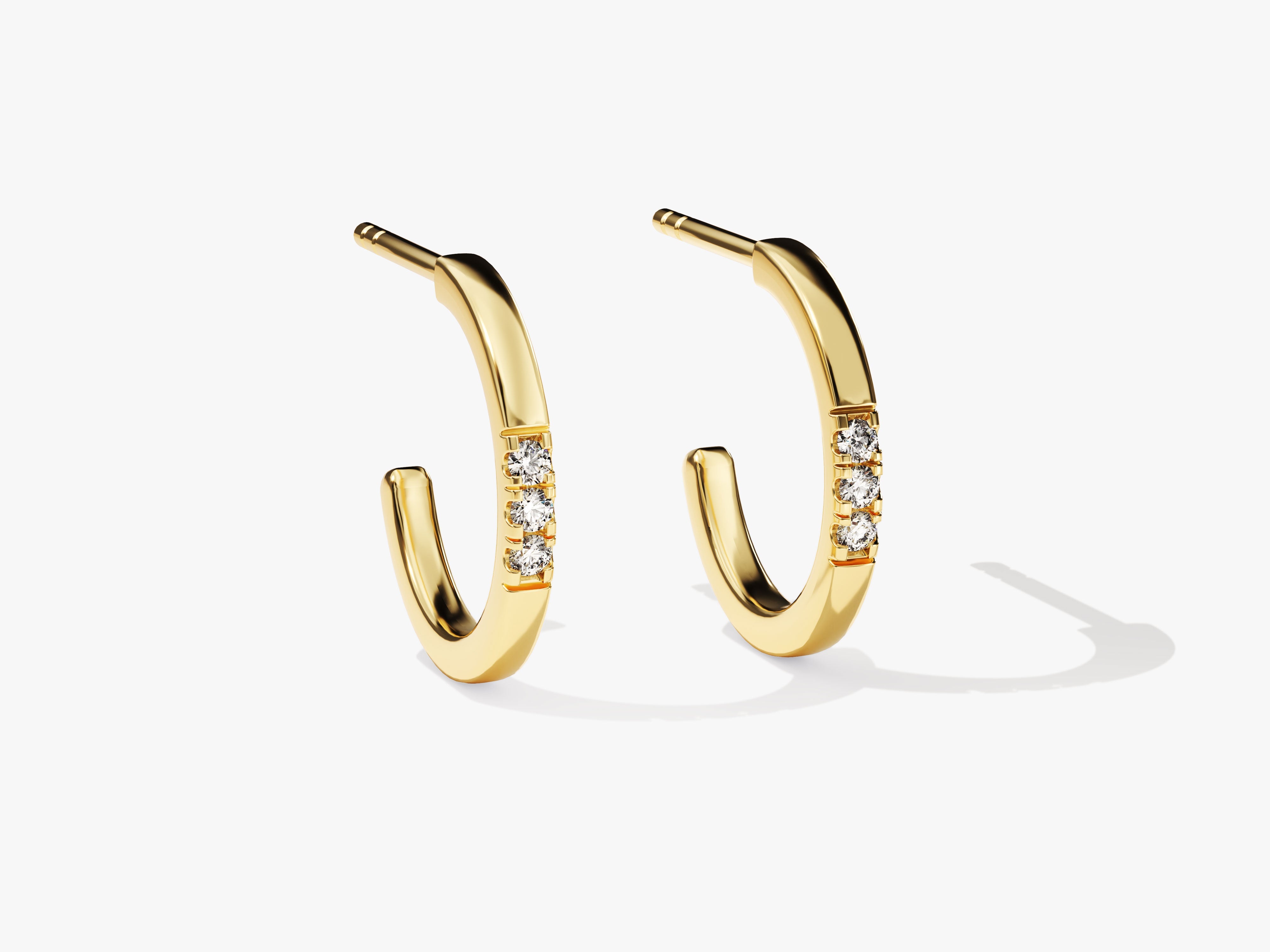 Gold hoop earrings with diamonds, fine jewelry for women