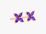 Marquise Clover Amethyst Stud Earrings in 14k Solid Gold