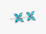 Marquise Clover Blue Topaz Stud Earrings in 14k Solid Gold
