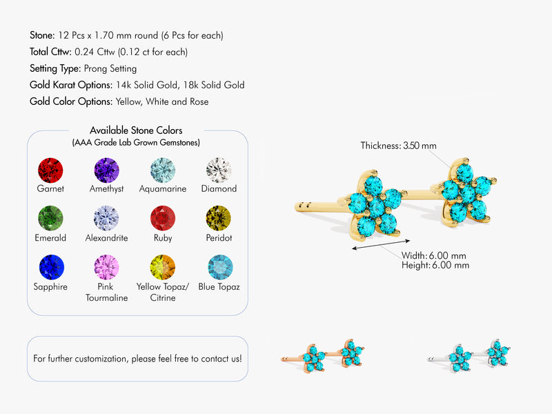 Birthstone Flower Studs