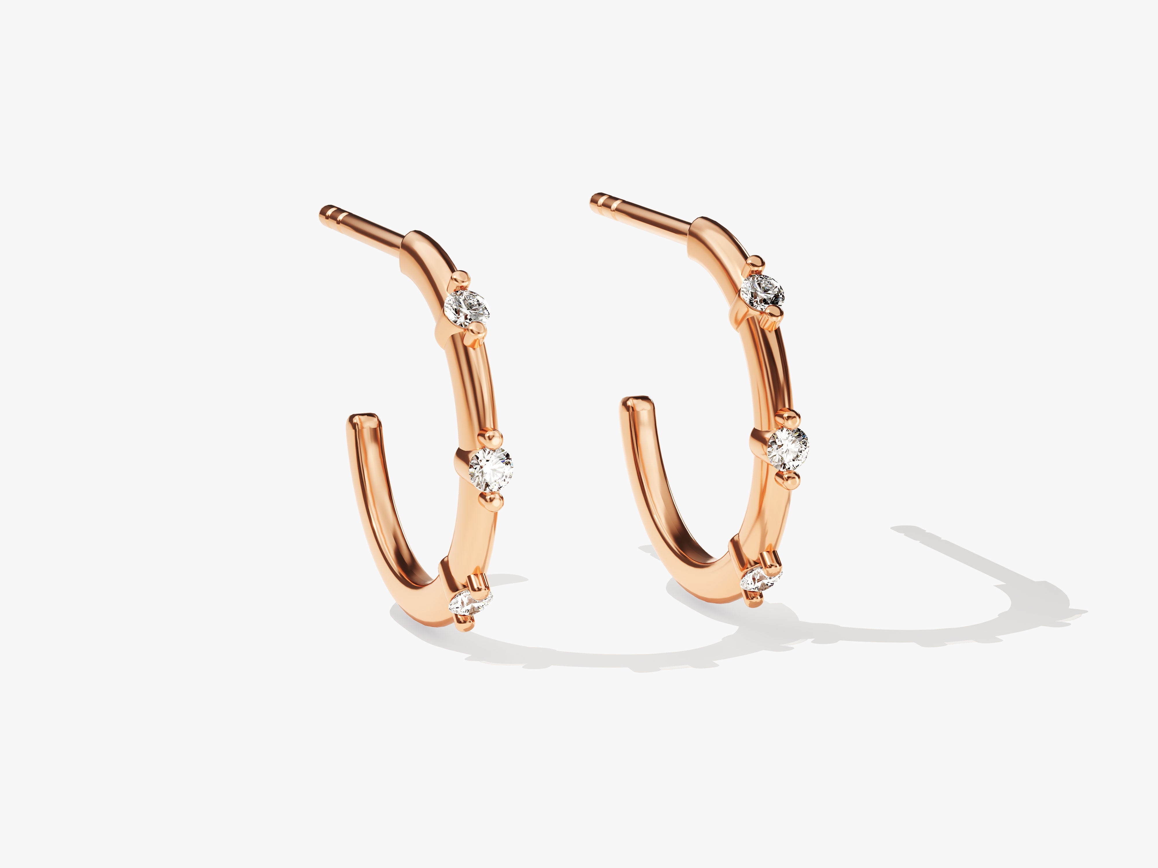 Rose gold diamond hoop earrings for women