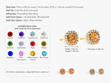 Round Halo Citrine Stud Earrings in 14k Solid Gold