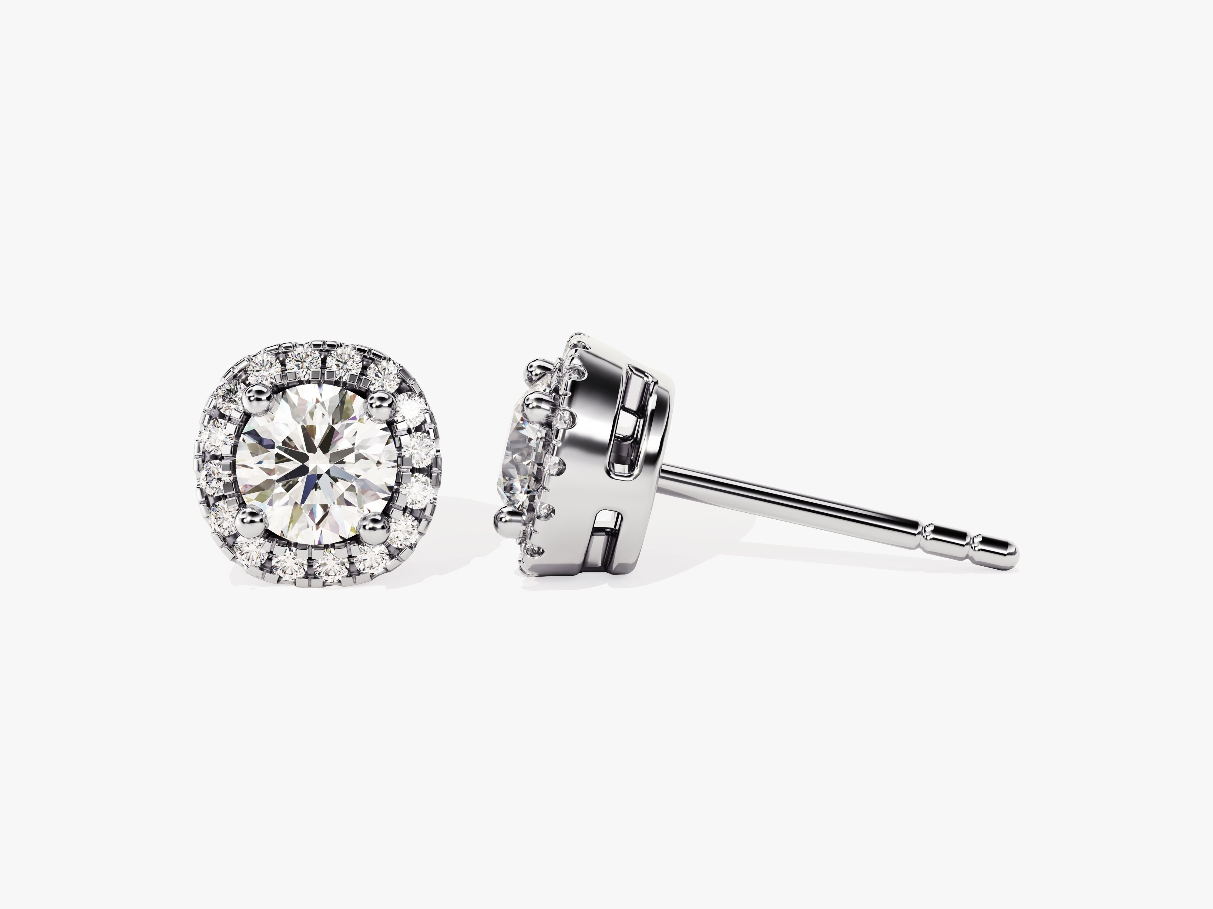 Diamond halo stud earrings from jewelry company