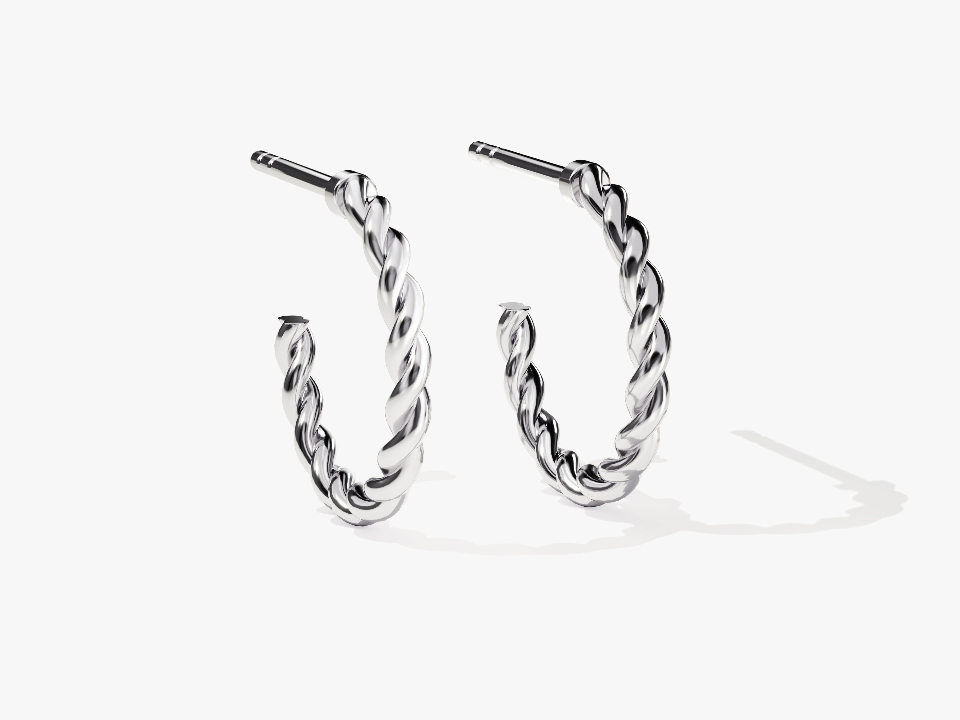 Silver twisted hoop earrings for jewelry brand