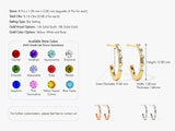 Baguette Diamond Birthstone Hoop Earrings in 14k Solid Gold
