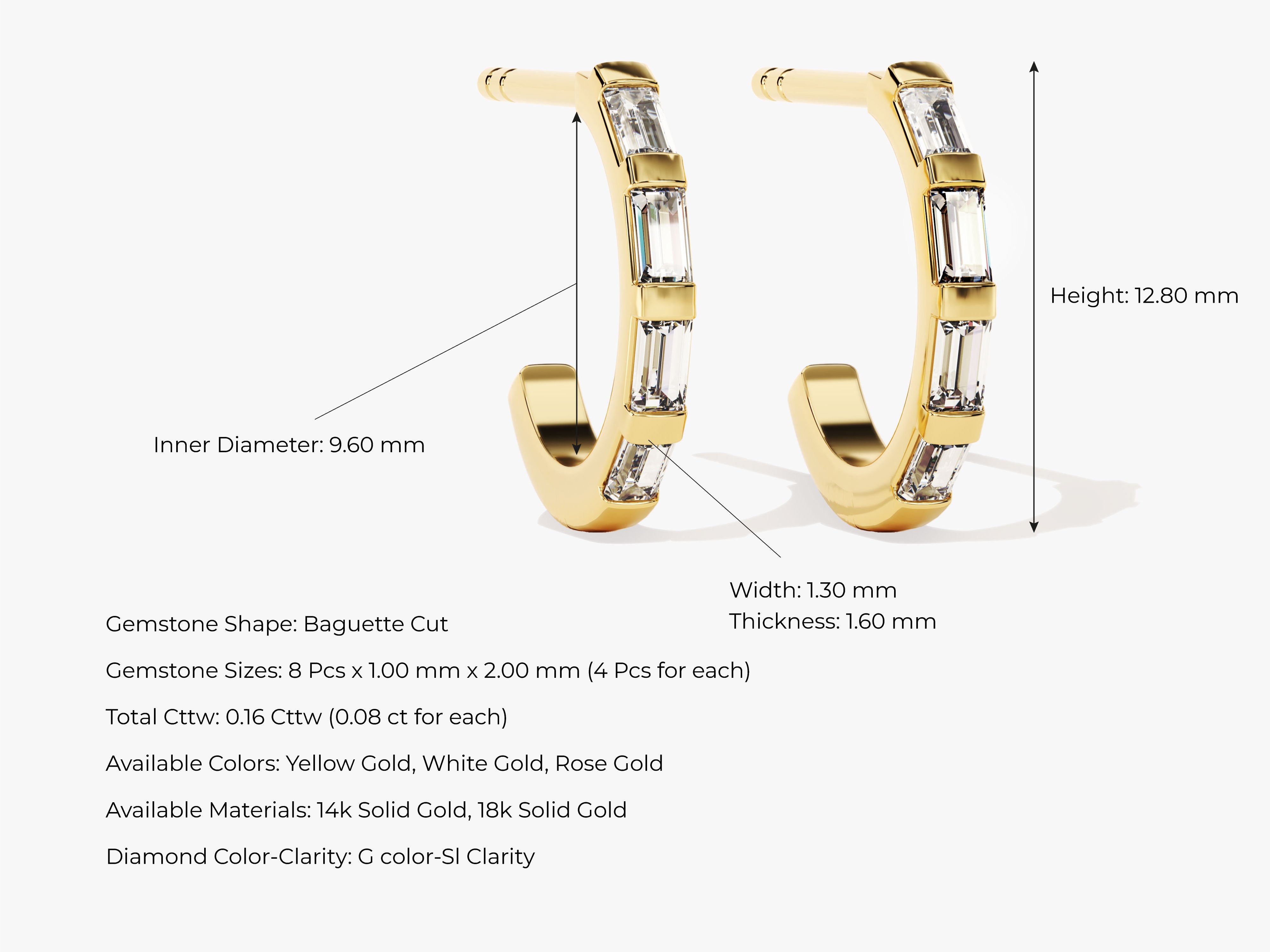 Baguette Hoop Earrings