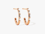 Baguette Diamond Birthstone Hoop Earrings in 14k Solid Gold