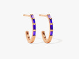 Baguette Amethyst Hoop Earrings in 14k Solid Gold