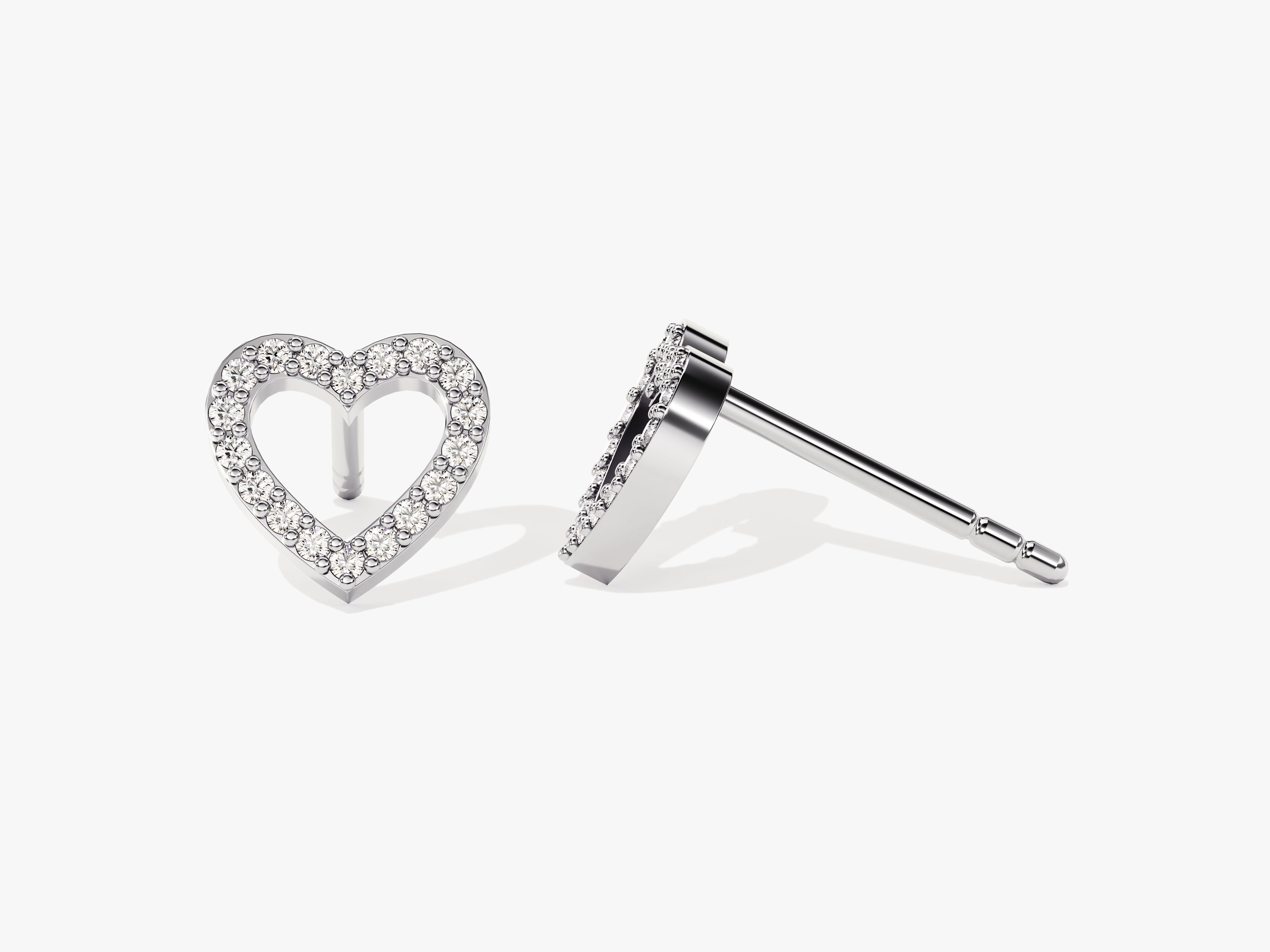 Diamond heart stud earrings, fine jewelry for women