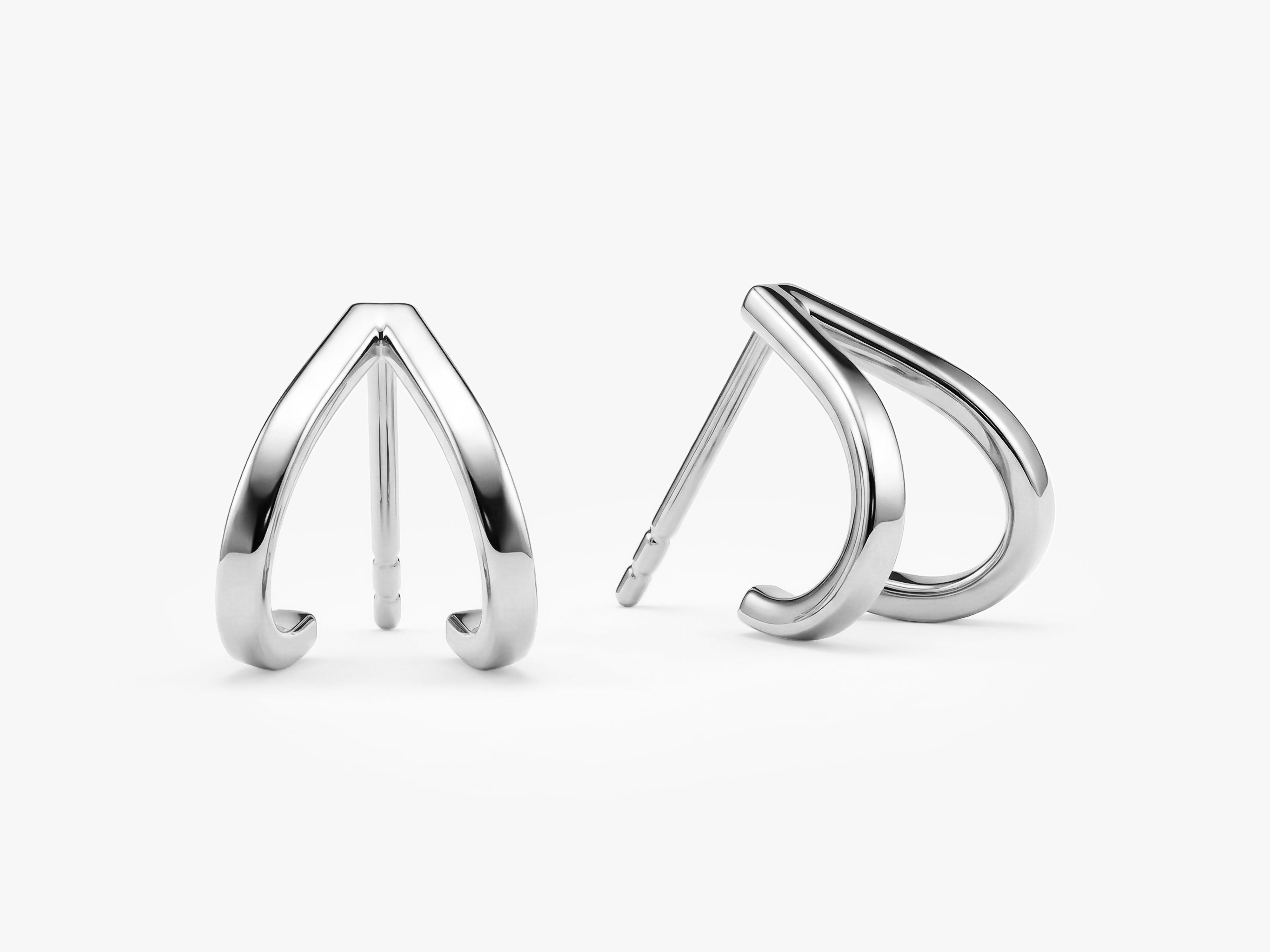 Dual Plain Huggie Earrings