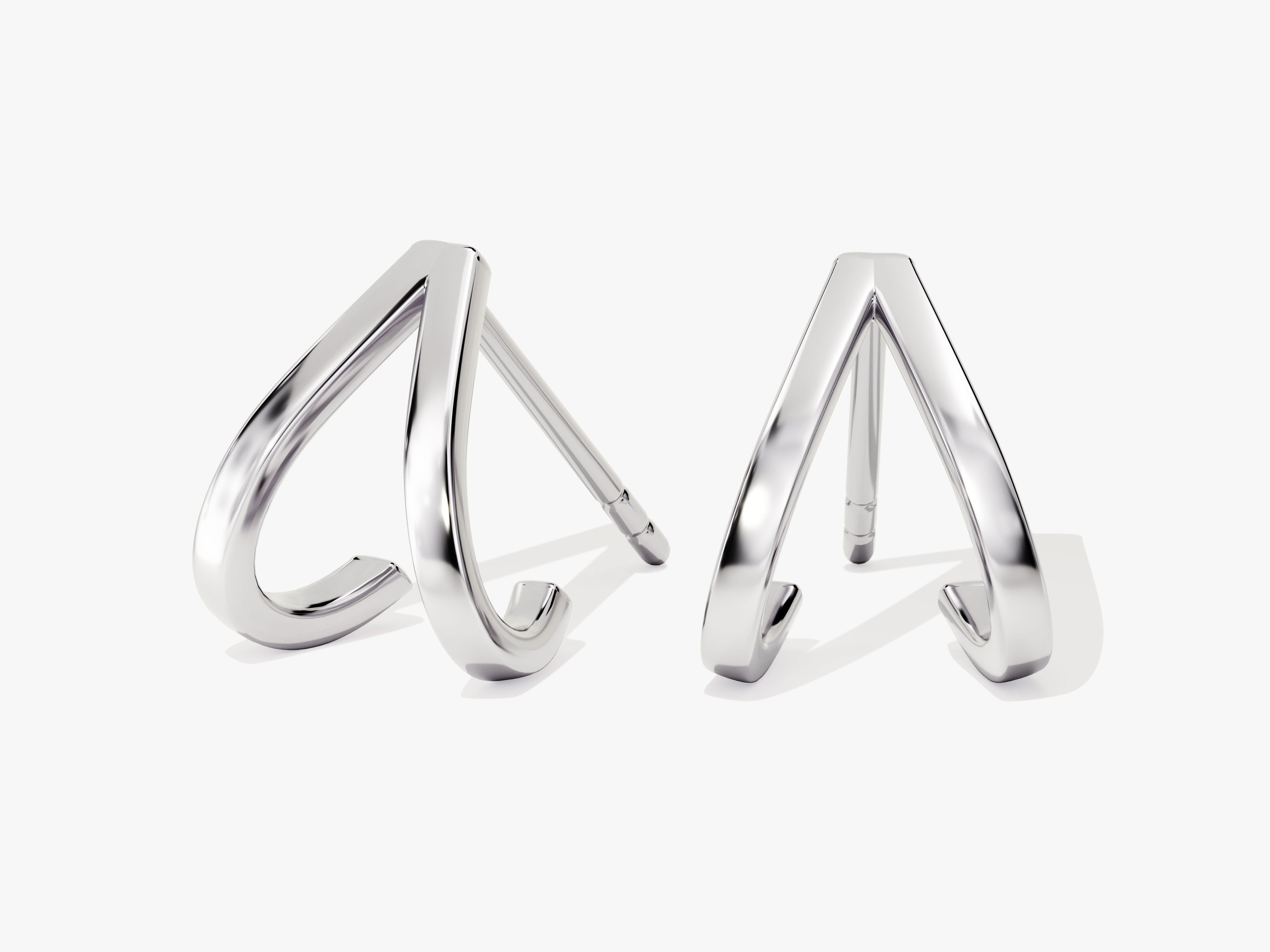 Silver double hoop stud earrings for women jewelry