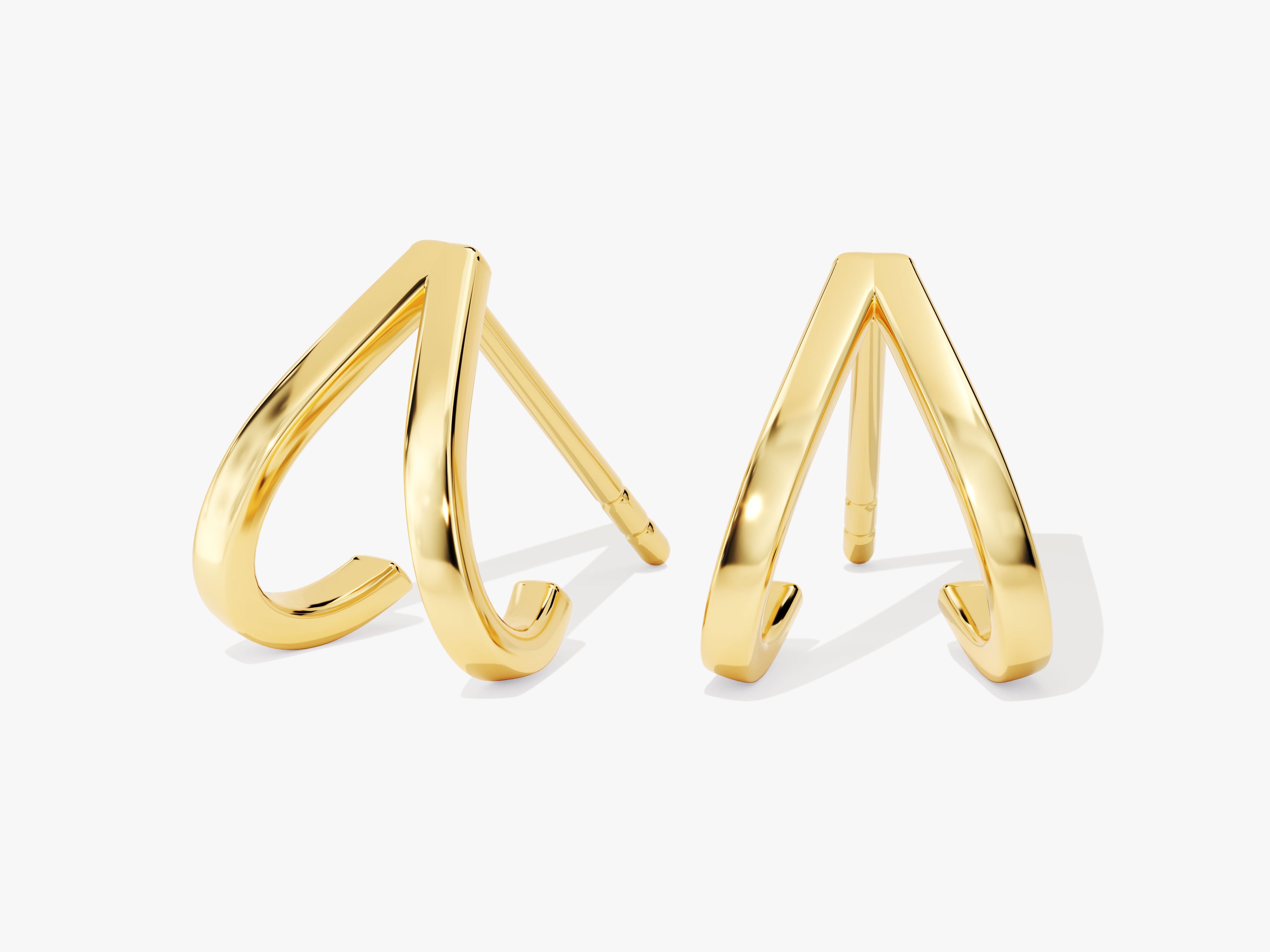 Gold double loop stud earrings for women jewelry