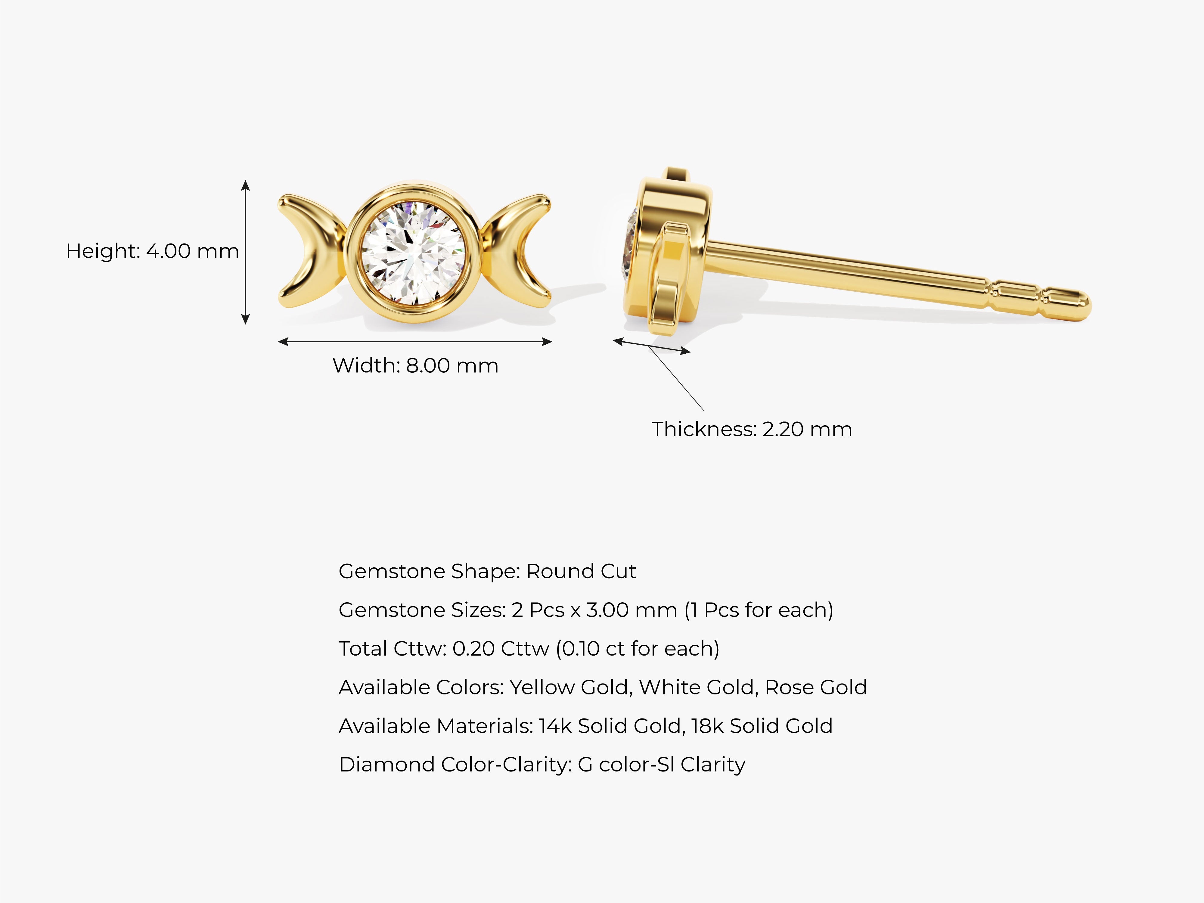 Phases of the Moon Stud Earrings