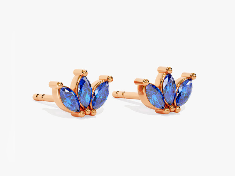 Birthstone Marquise Crown Stud Earrings